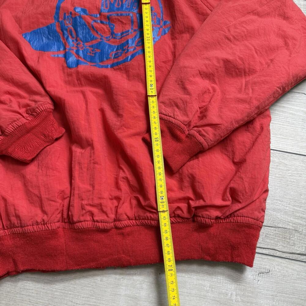 Vintage 1993 Body Glove Red Nylon Bomber Jacket Blue Logo Graphic Size L Surf - Picture 8 of 8